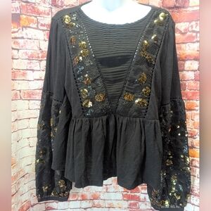 Anthropologie Neale Sequined Peplum Top size medium